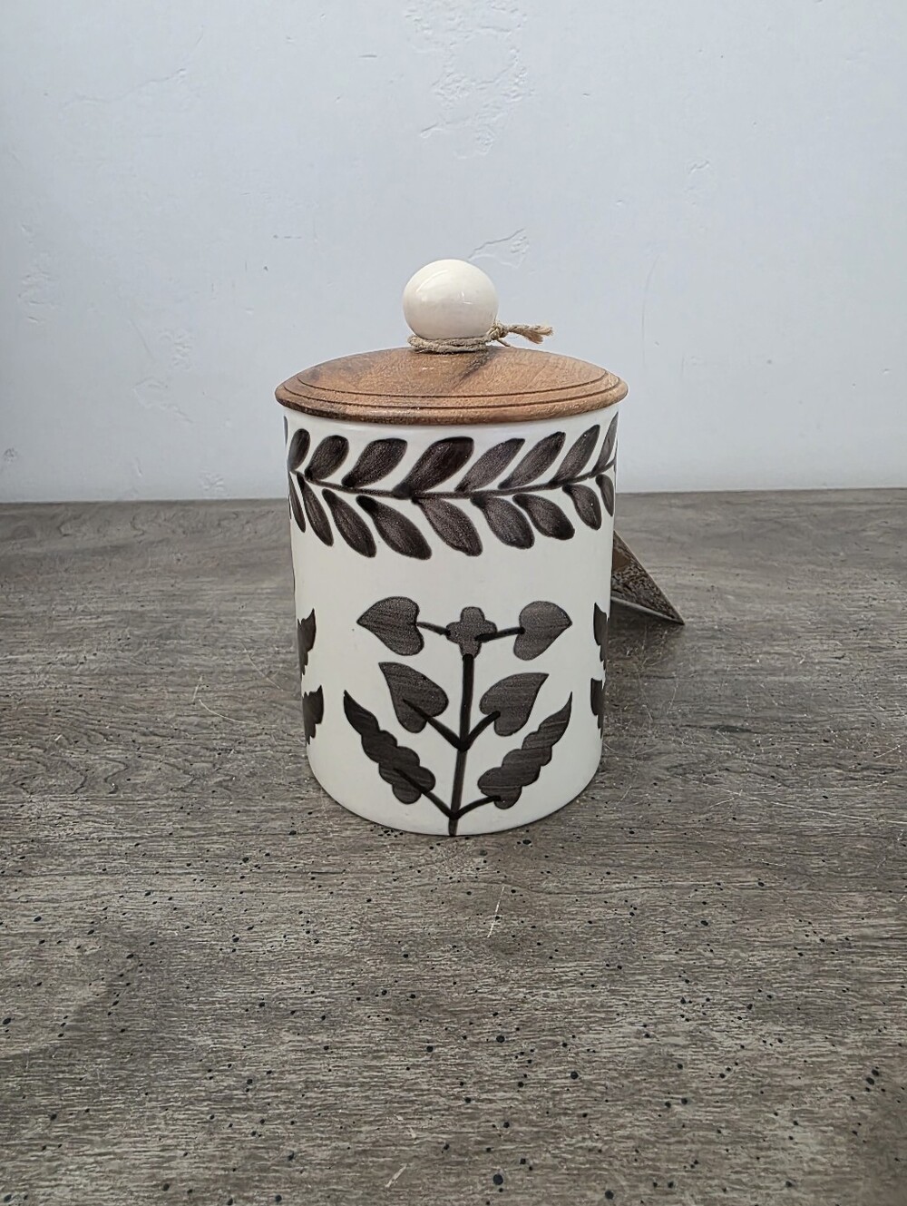 Viral India Floral Brown Flowers Leaves Small Canister 5in x 3in New - Picture 4 of 4